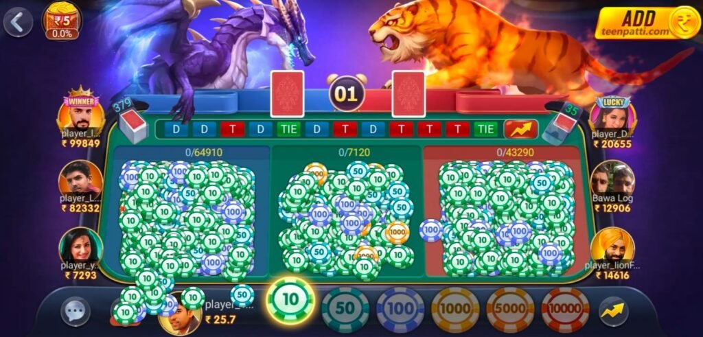 Teen Patti Gold Dragon Tiger